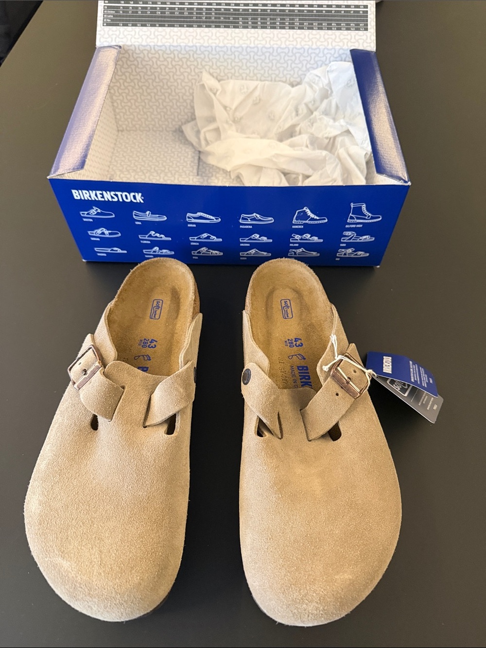 Birkenstock Clogs Boston Soft Footbed in Taupe